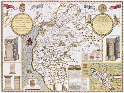 Cumberland und die alte Stadt Carlile (graviert von Jodocus Hondius aus John Speed